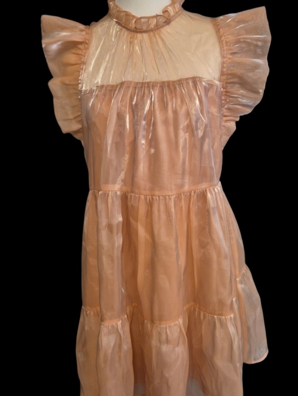 entro Peach Ruffle Sheer Yoke Dress